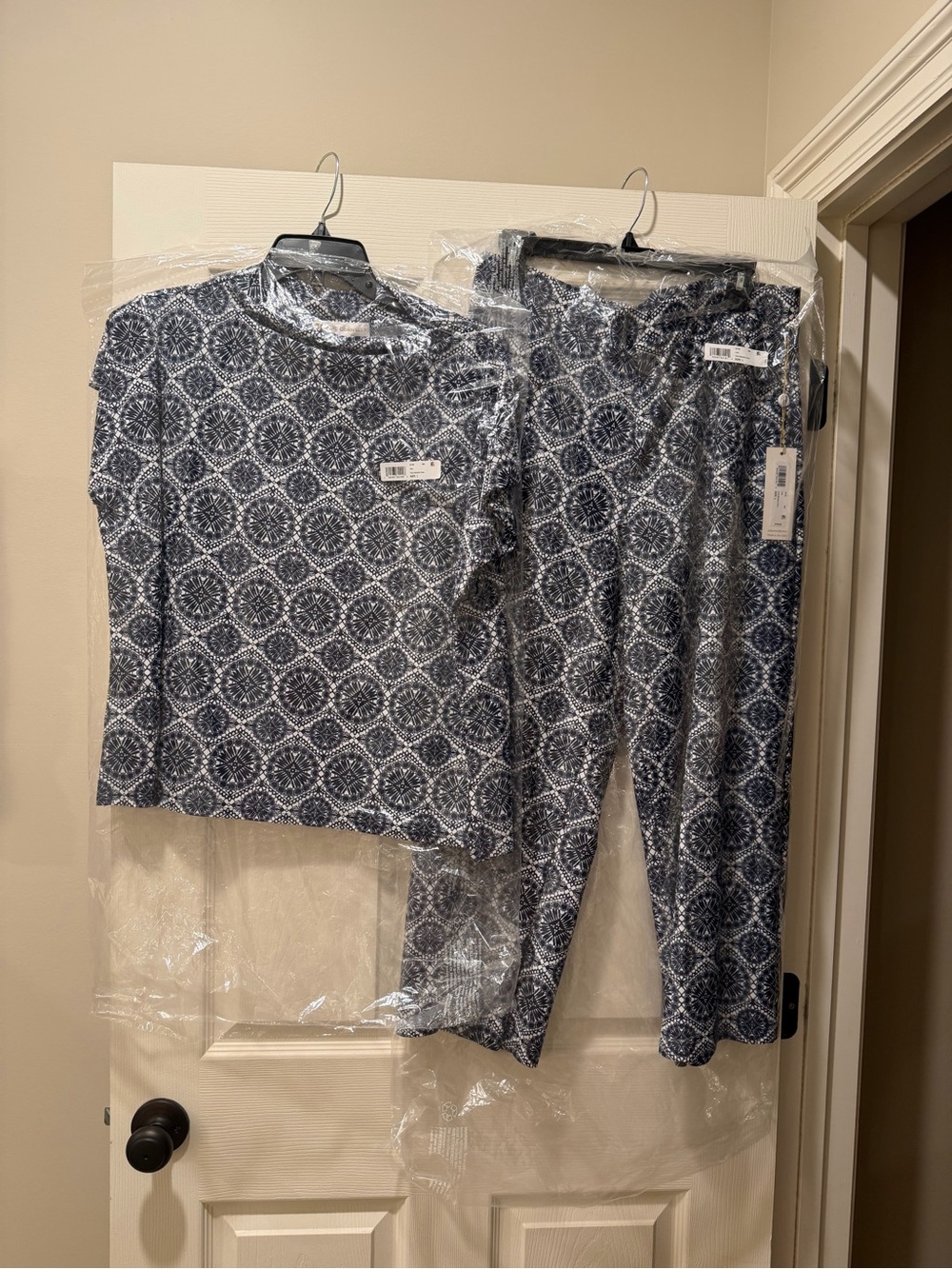 Jude Connally Navy & White Geometric Lounge Top and Pants Set